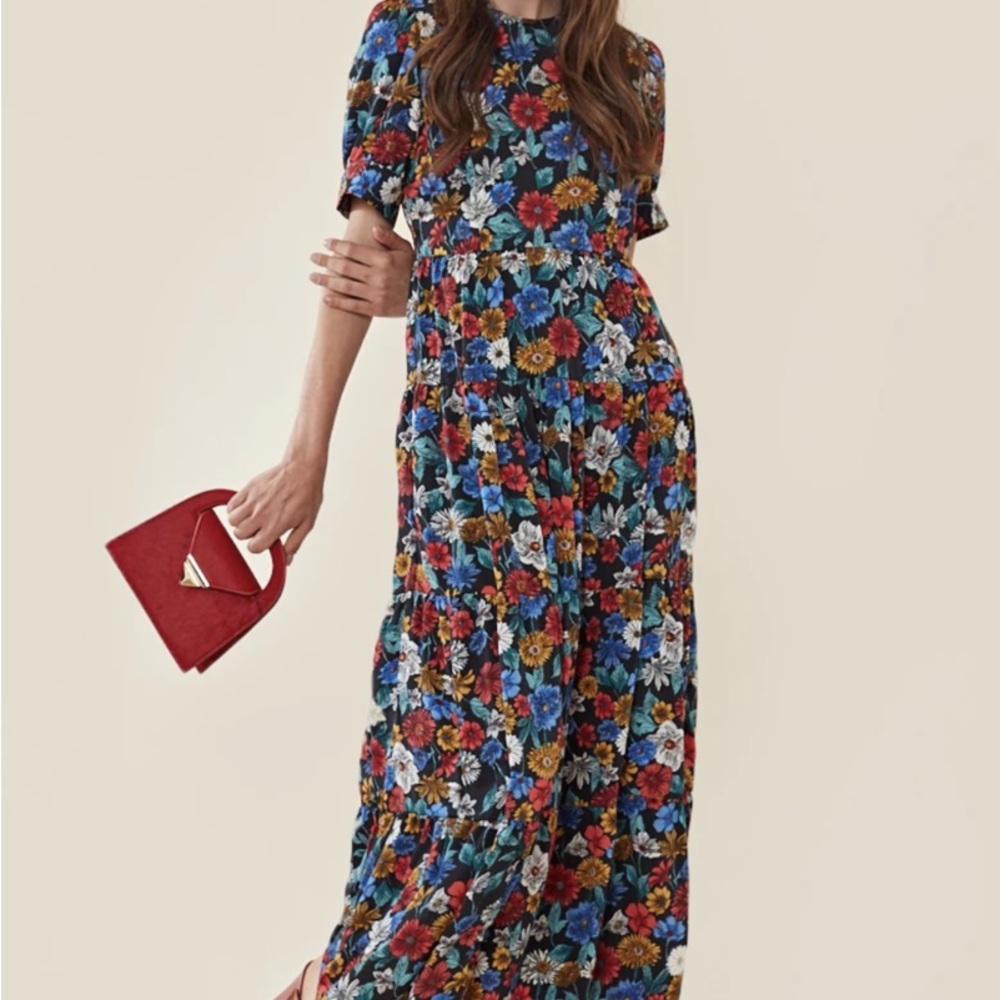 NEON ROSE maxi ballon sleeve tea dress long